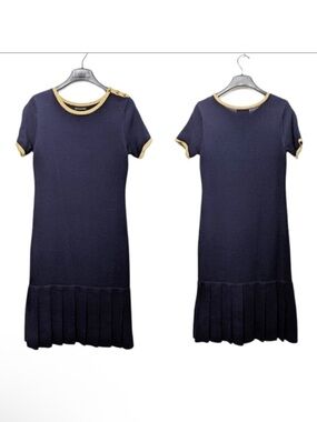 SUTTON STUDIO Drop Waist Pleated Nautical Dress 8